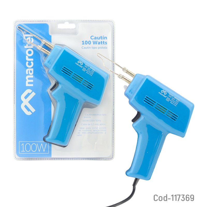 Cautin tipo pistola 100watt con luz, 220v, ms-0100l macrotel, certificado mayorista — imagen 3