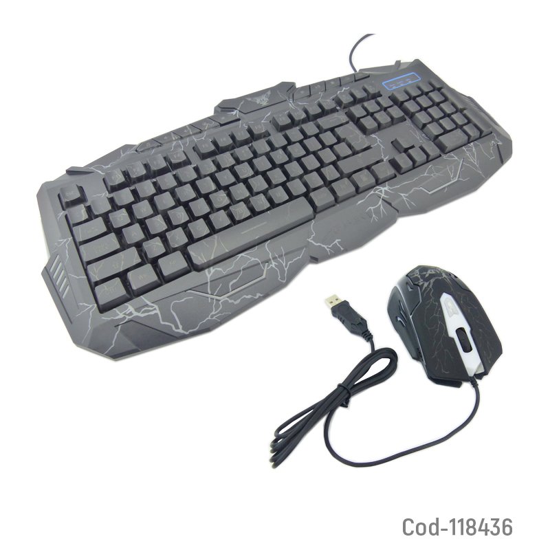 Teclado + mouse gamer, mod-v100, con luz. en caja. mayorista — imagen 2