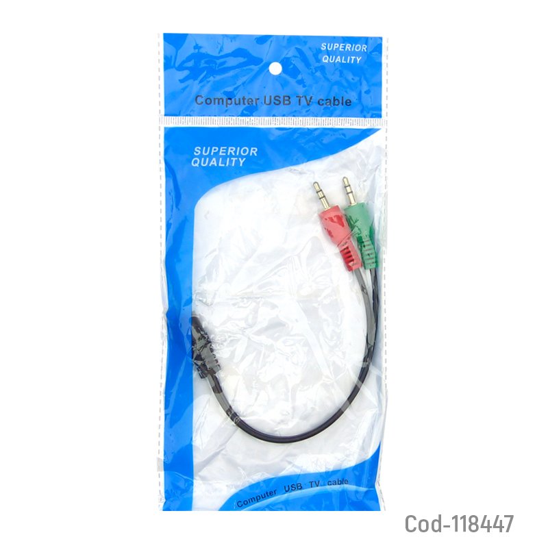 Cable adaptador, audifono y microfono 3,5mm para pc. - pack de 20 unidades mayorista — imagen 3