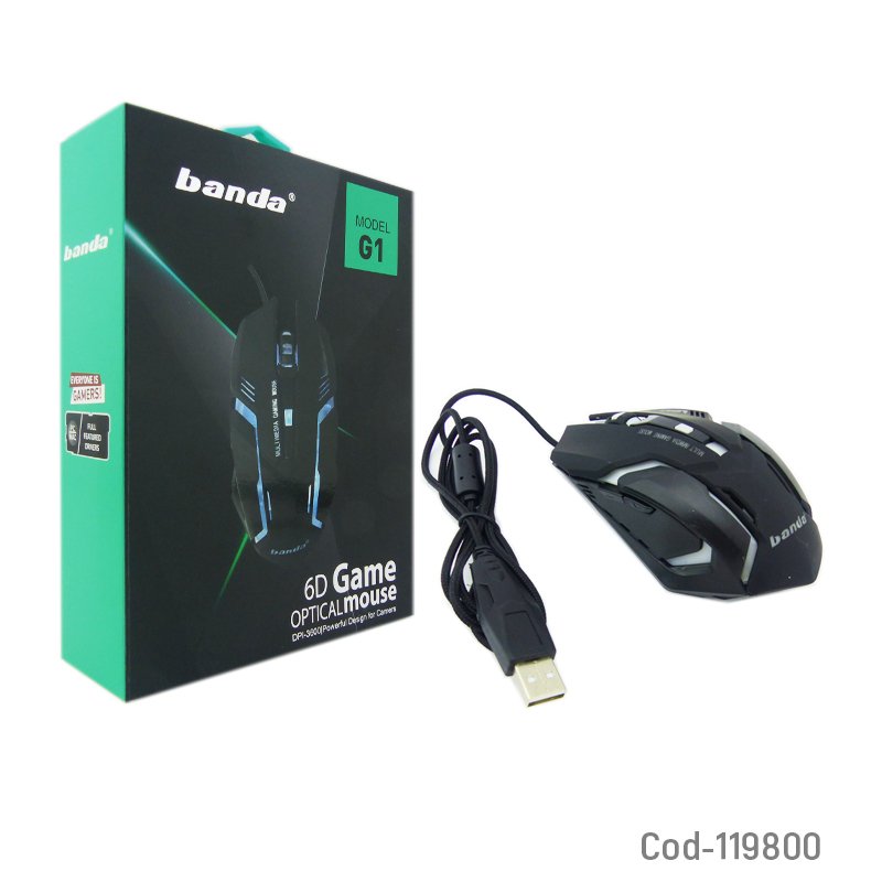 Mouse gamer banda g1, 6 botones, con luz, alta calidad, en caja. mayorista — imagen 4