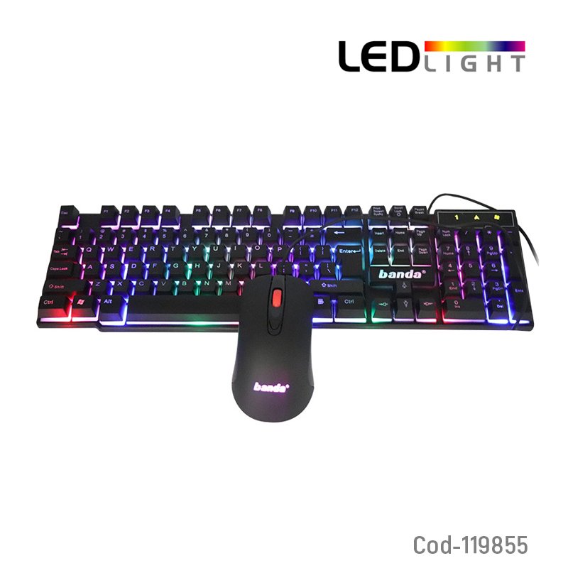 Teclado+mouse usb, retro iluminado, luz rgb, modelo km99. en caja. mayorista — imagen 2
