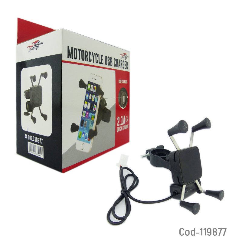 Porta smartphone para moto, con usb de carga 2.1 amp, en caja. mayorista — imagen 4