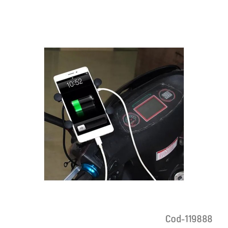 Porta smartphone con brazo para espejo de moto, con usb 2.1a. en caja. mayorista — imagen 2