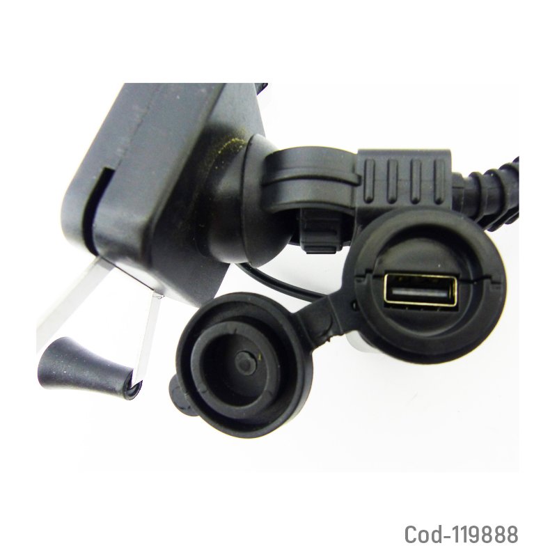 Porta smartphone con brazo para espejo de moto, con usb 2.1a. en caja. mayorista — imagen 3