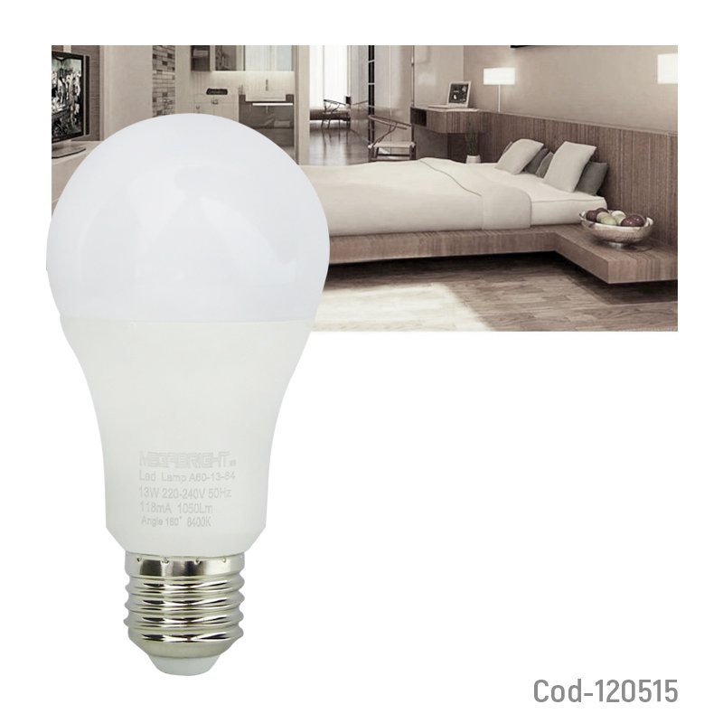 Ampolleta led 13 watt e-27, modelo a60 de luz fria, megabright mayorista — imagen 2
