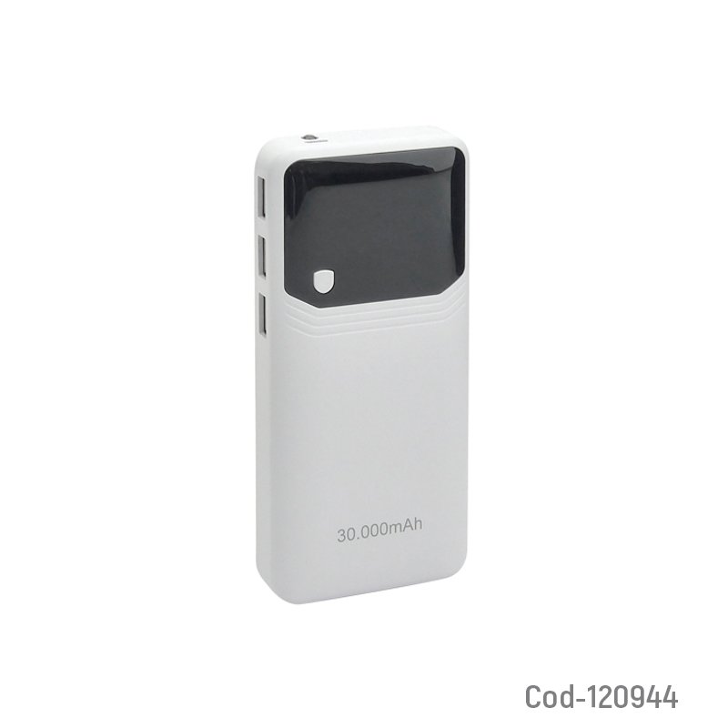 Bateria De Emergencia 30.000Mah 3 USB, Con Indicador LCD Y Linterna 6,3cm x 14,2cm x 2,4cm por mayor en Chile