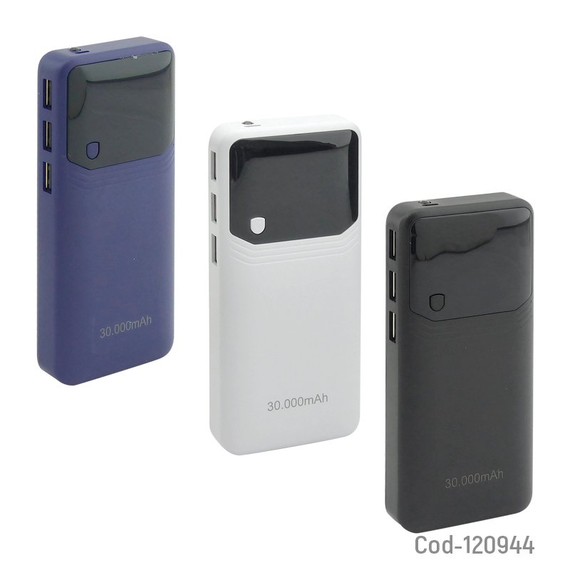Bateria de emergencia 30.000mah 3 usb, con indicador lcd y linterna mayorista — imagen 3