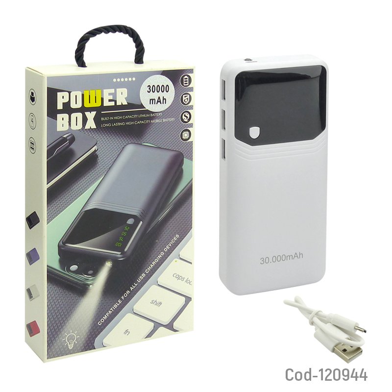 Bateria de emergencia 30.000mah 3 usb, con indicador lcd y linterna mayorista — imagen 4