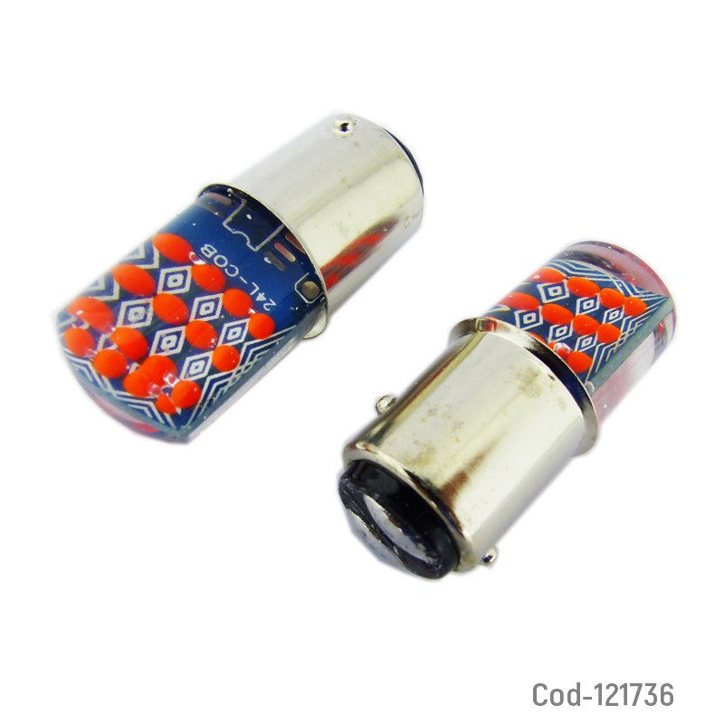 Ampolleta 24 led cob rojo, luz fija, 2 contactos, 12 volt, el par. mayorista — imagen 3