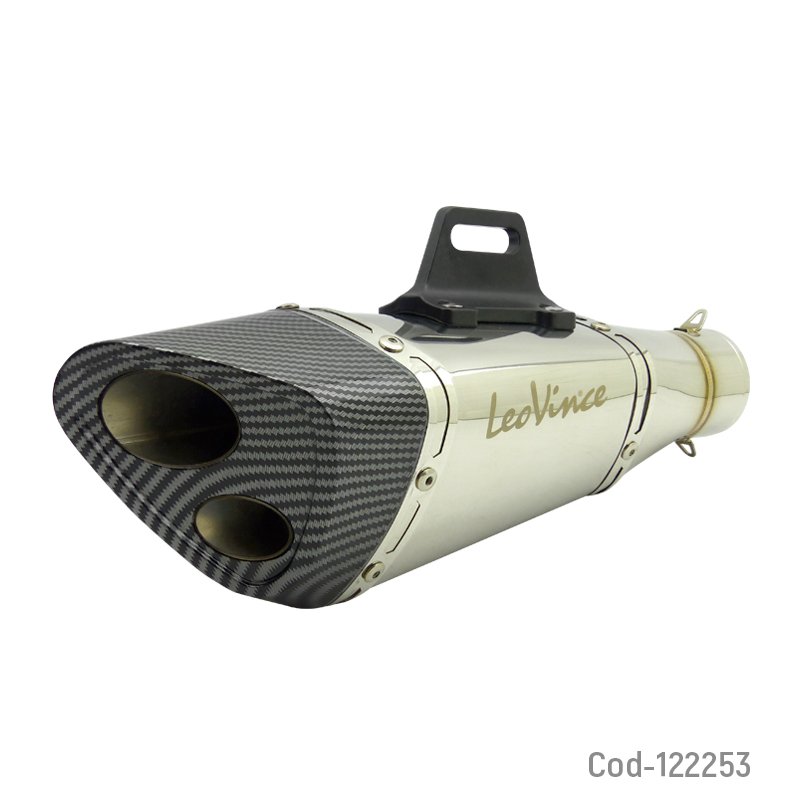 Tronador para moto leo vince doble salida carbon, 35cm. mayorista — imagen 3