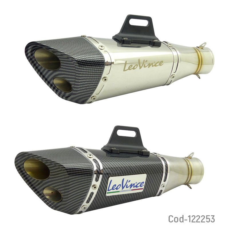 Tronador para moto leo vince doble salida carbon, 35cm. mayorista — imagen 4