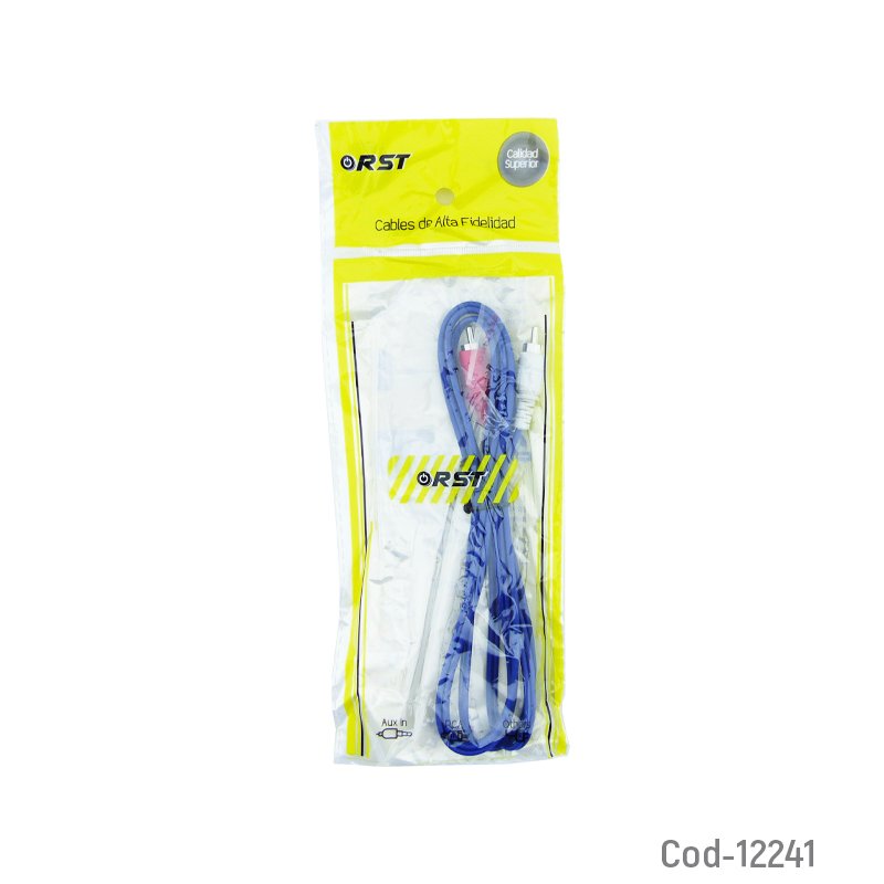 Cable rca 2x1 azul 1.5 mt. marca rst, en bolsa. - pack de 50 unidades mayorista — imagen 2