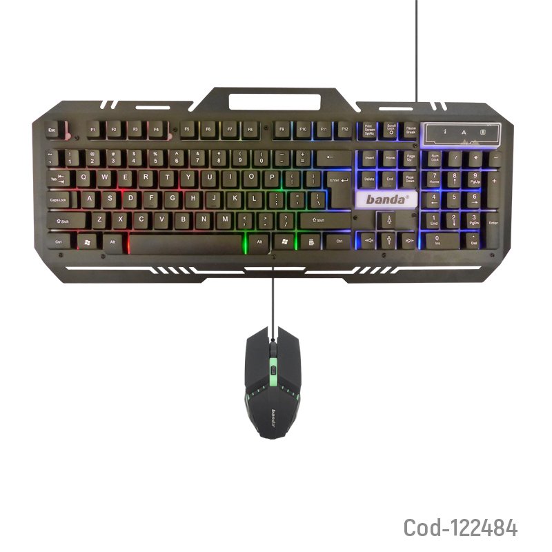 Teclado + mouse gamer usb con luz led. marca banda. mayorista — imagen 3