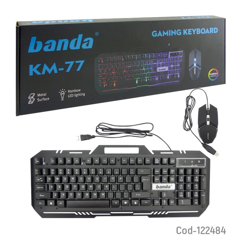 Teclado + mouse gamer usb con luz led. marca banda. mayorista — imagen 4
