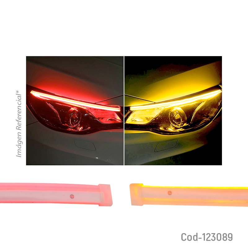 Tiras led de 60cm para focos de auto 12volt, luz ambar/roja. set x2 mayorista — imagen 2