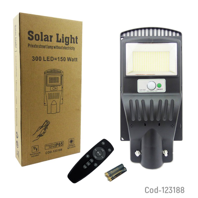 Foco para poste solar de 150 watt, 300 led, pvc. con control remoto. mayorista — imagen 4