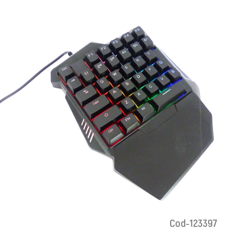 Teclado una mano, gamer con luz led, conexion usb mayorista — imagen 2