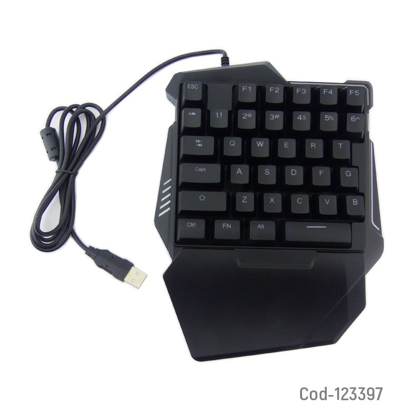 Teclado una mano, gamer con luz led, conexion usb mayorista — imagen 3