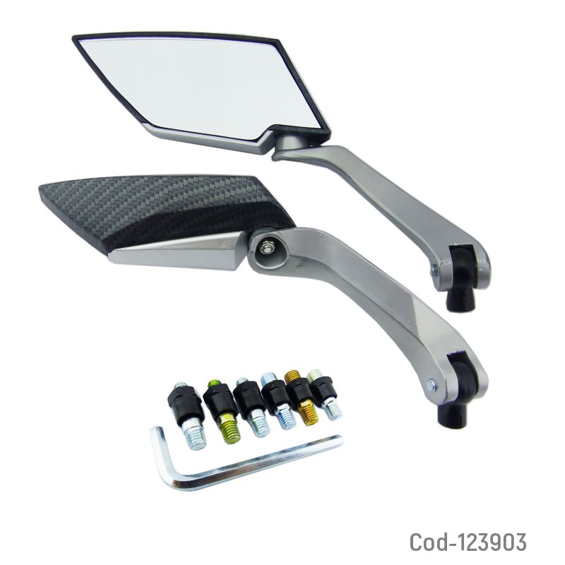 Espejo para moto, metal con hilo 8-10. universal. en colores. mayorista — imagen 2