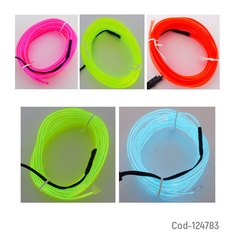 Hilo luz de neon usb, de 3 metros, ideal decoracion interior de auto. colores en caja. mayorista — imagen 2