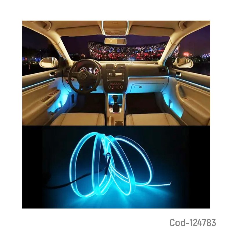 Hilo luz de neon usb, de 3 metros, ideal decoracion interior de auto. colores en caja. mayorista — imagen 3