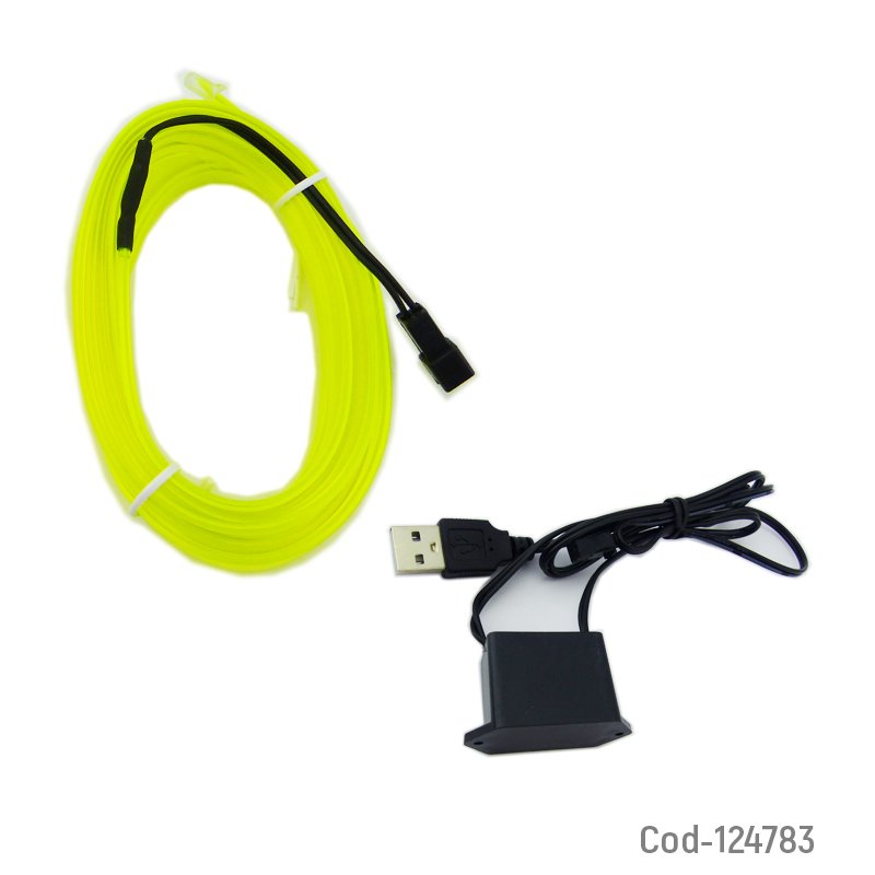 Hilo luz de neon usb, de 3 metros, ideal decoracion interior de auto. colores en caja. mayorista — imagen 4