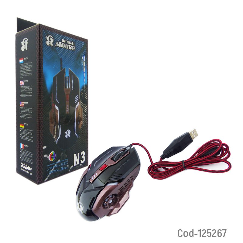 Mouse gamer n3, con usb, luz, 6 botones mayorista — imagen 4