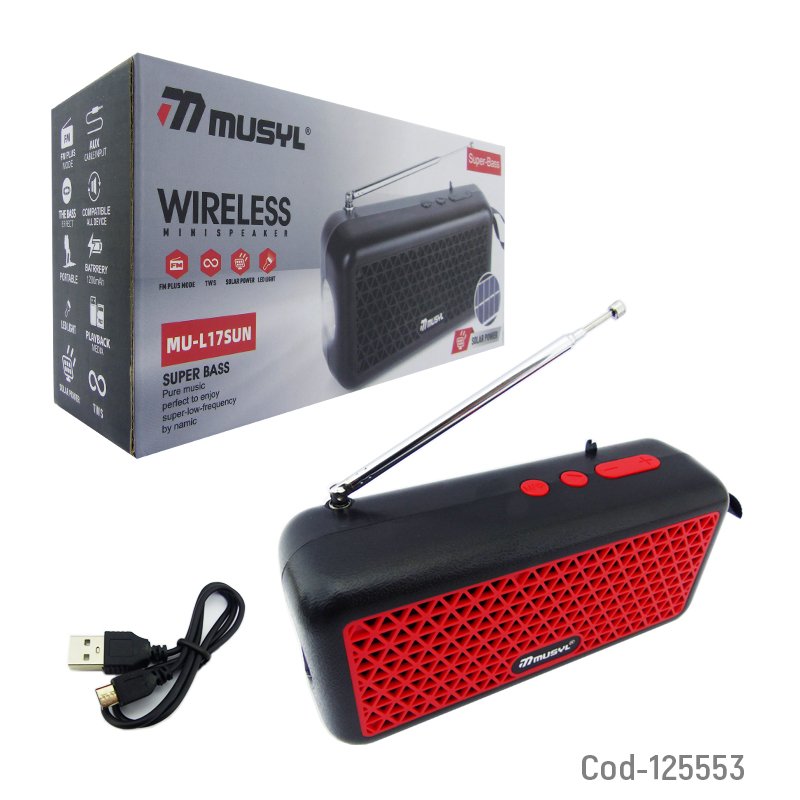 Parlante bluetooth solar recargable con usb-tf-aux-fm mayorista — imagen 4
