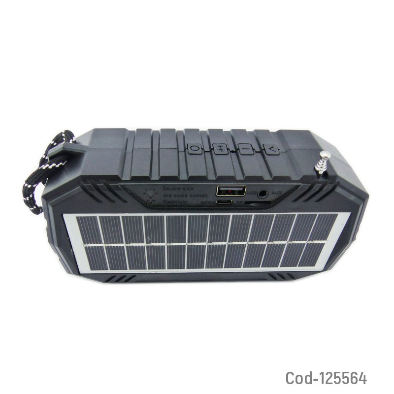 Parlante bluetooth solar recargable con linterna-usb-tf-aux-fm mayorista — imagen 2