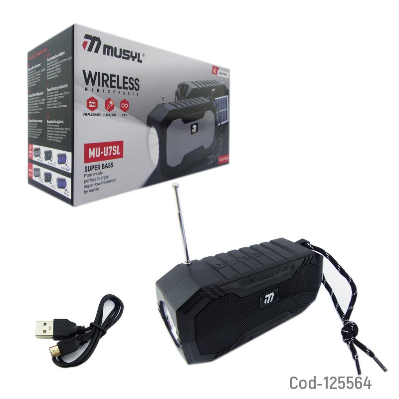 Parlante bluetooth solar recargable con linterna-usb-tf-aux-fm mayorista — imagen 4