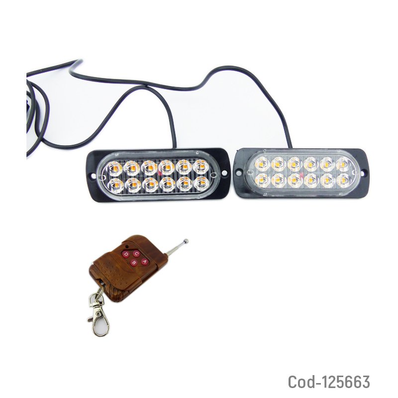 Luz 12 led strobo, kit x 2 unidades, con control remoto, 12 volt. mayorista — imagen 3