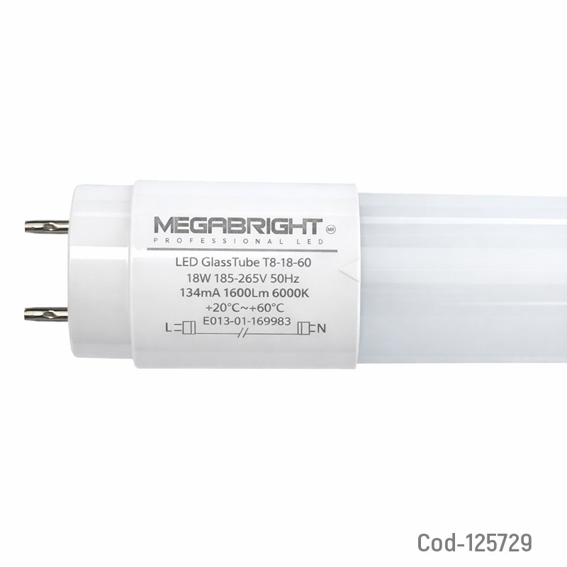 Tubo fluorescente led t-8 120 cm, marca megabrigth de 18 watt, luz fria. mayorista — imagen 2