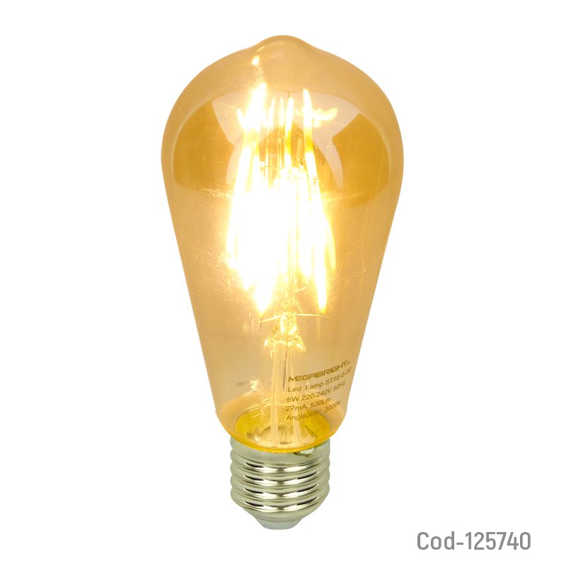 Ampolleta led classic vintage, luz calida, 6watt, e-27, megabright. en caja. - pack de 10 unidades mayorista — imagen 2