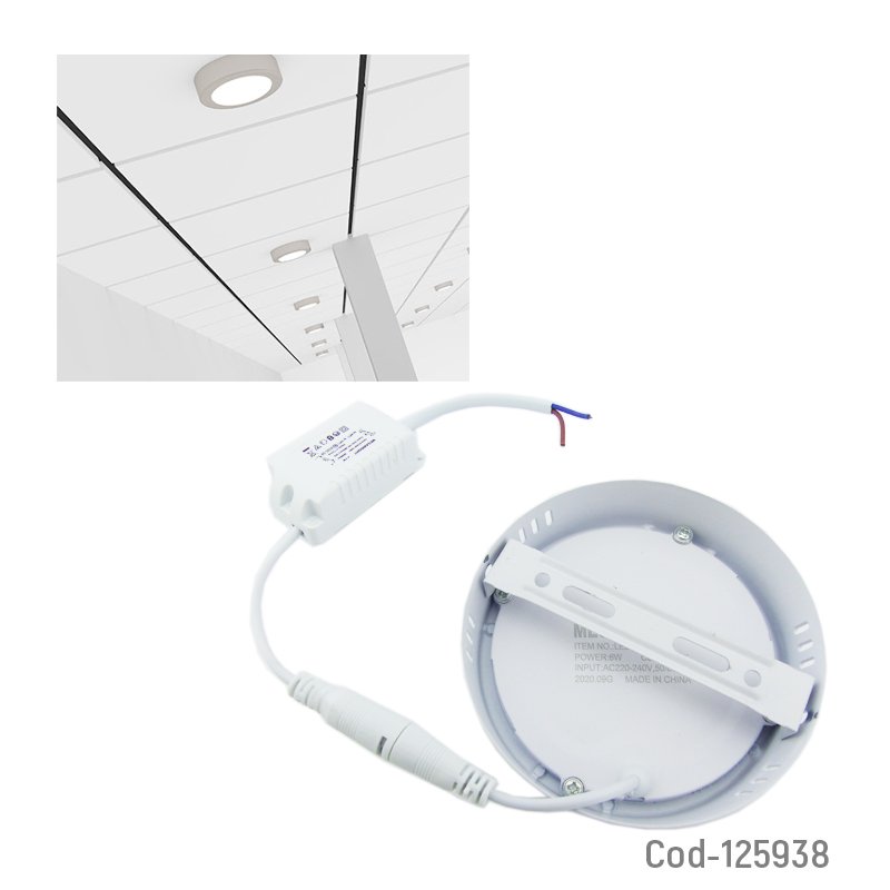 Foco led panel 6 watt, sobrepuesto, megabright, luz fria. en caja. - pack de 10 unidades mayorista — imagen 2