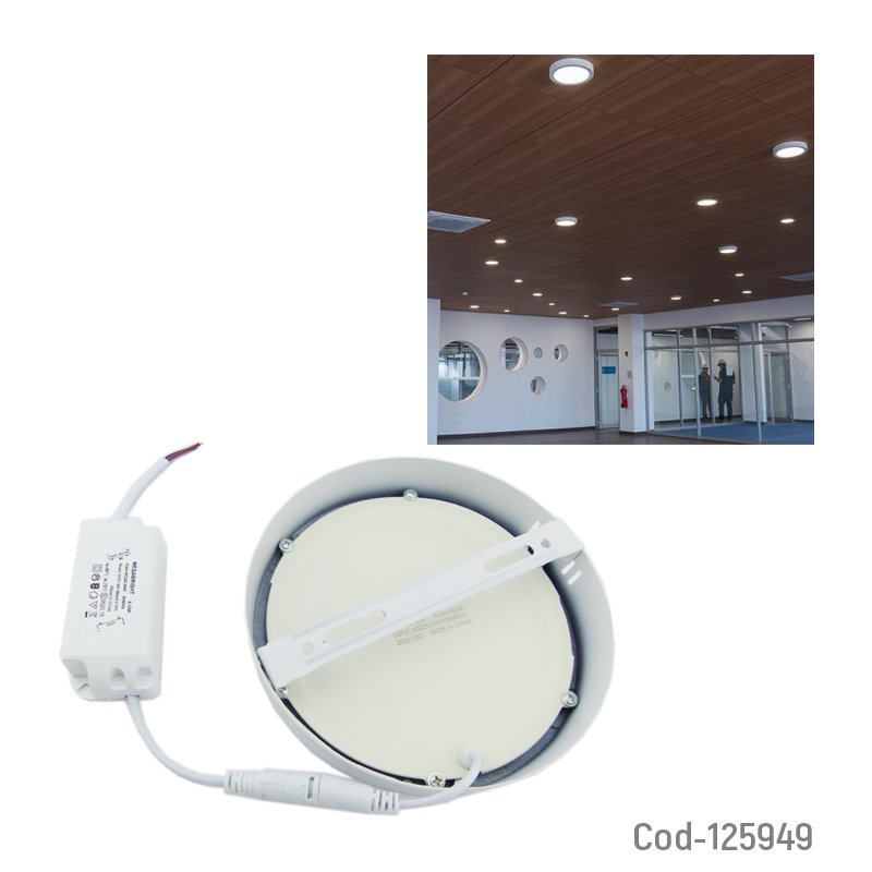 Foco led panel 12 watt, sobrepuesto, redondo, marca megabright, luz fria. en caja. mayorista — imagen 2