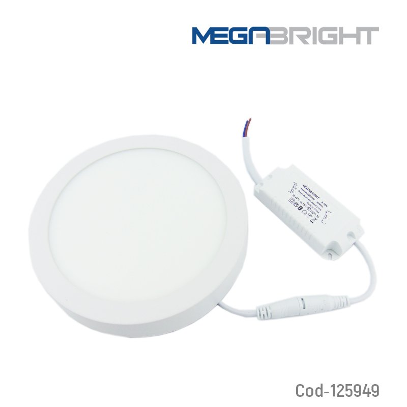 Foco led panel 12 watt, sobrepuesto, redondo, marca megabright, luz fria. en caja. mayorista — imagen 3