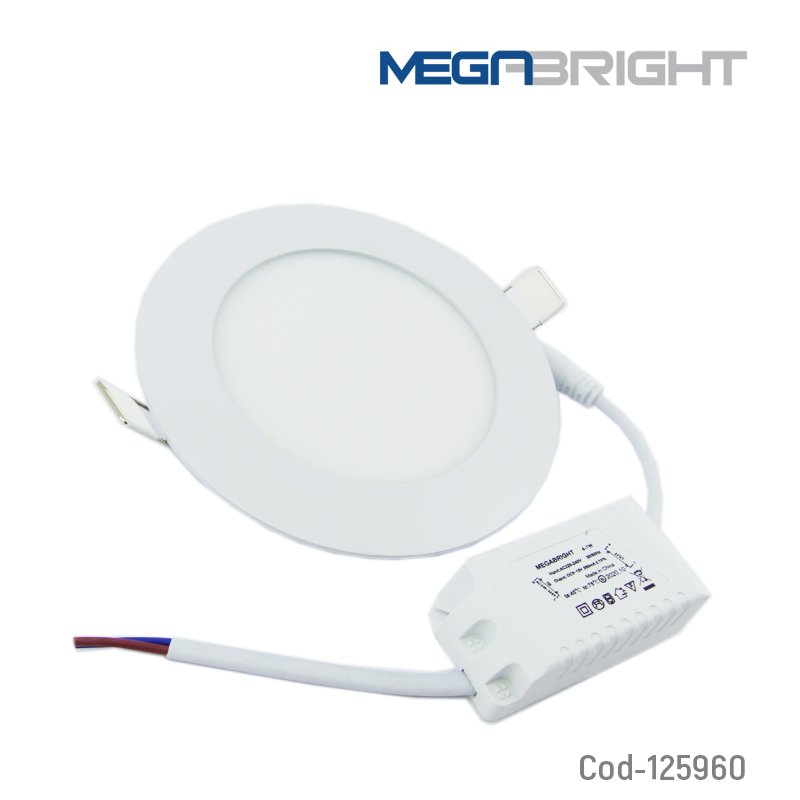Foco led panel 6 watt, embutido, megabright, redondo de luz fria. en caja. mayorista — imagen 3