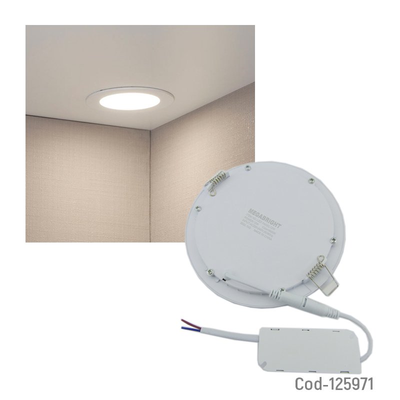 Foco led panel 12 watt, embutido, redondo, marca megabrigth, luz fria. en caja. - pack de 10 unidades mayorista — imagen 2