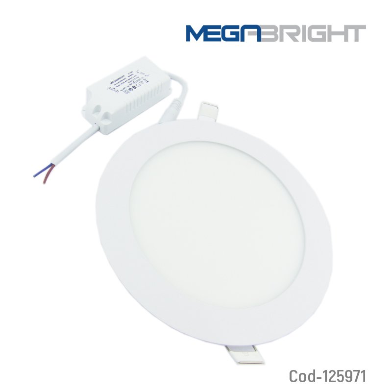 Foco led panel 12 watt, embutido, redondo, marca megabrigth, luz fria. en caja. - pack de 10 unidades mayorista — imagen 3