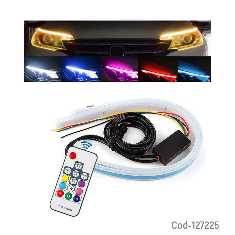 Tira led para foco de auto, rgb control remoto, 45cm, el par, en caja. mayorista — imagen 2