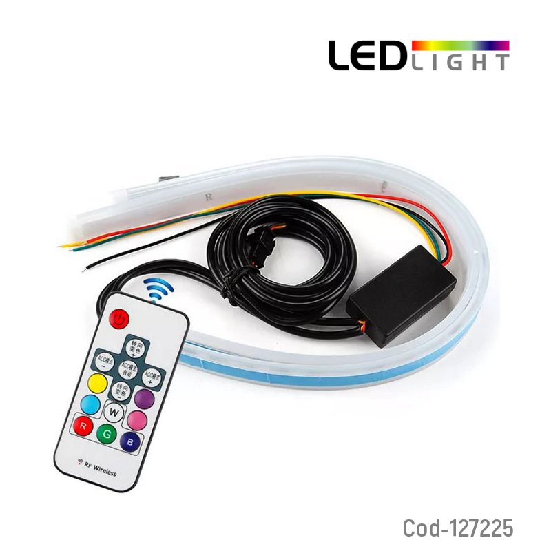 Tira led para foco de auto, rgb control remoto, 45cm, el par, en caja. mayorista — imagen 3