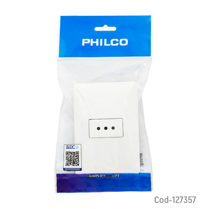 Enchufe simple para muro, 10a-250v, philco - pack de 10 unidades mayorista — imagen 2