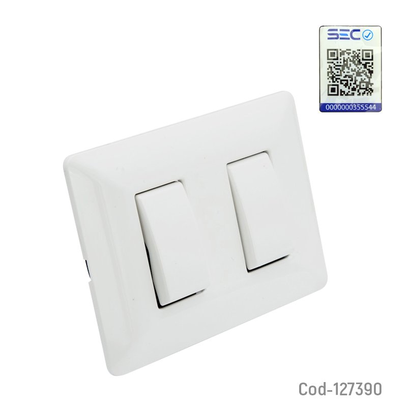 Interruptor Doble Para Muro, 10A-250V, Philco 12cm x 8,4cm x 3,6cm por mayor en Chile