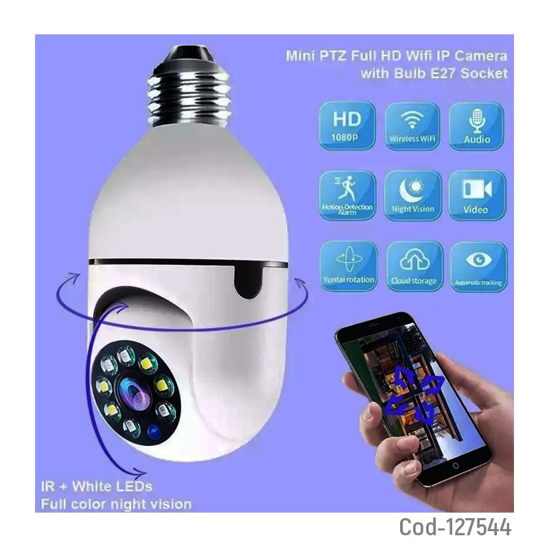 Camara vigilancia ip wifi, diseño ampolleta, jortan. con movimiento. en caja. mayorista — imagen 2