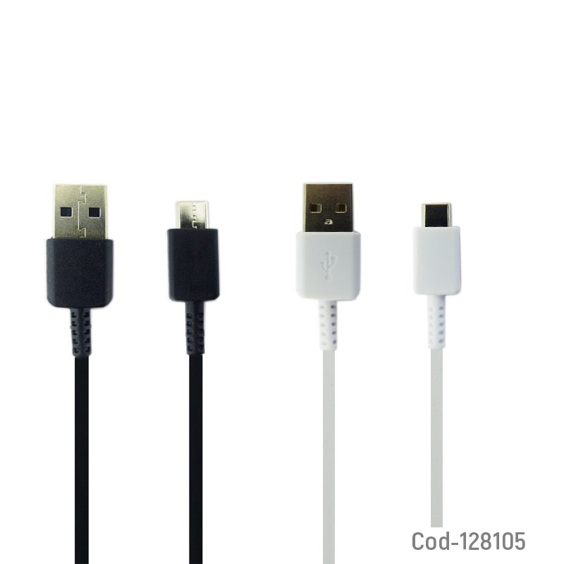 Cable usb a type-c datos y carga, 1 metro, disponible blanco, negro. - pack de 10 unidades mayorista — imagen 2