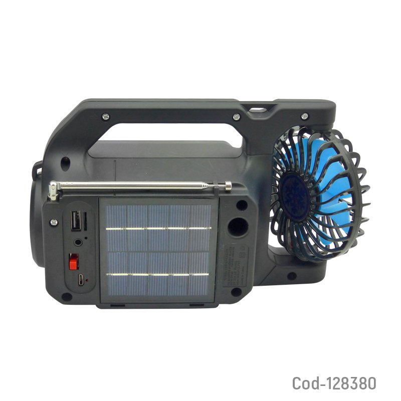 Parlante solar bluetooth recargable con ventilador/linterna/fm/usb/tf/aux mayorista — imagen 2