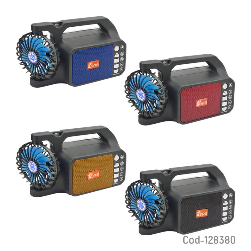 Parlante solar bluetooth recargable con ventilador/linterna/fm/usb/tf/aux mayorista — imagen 4