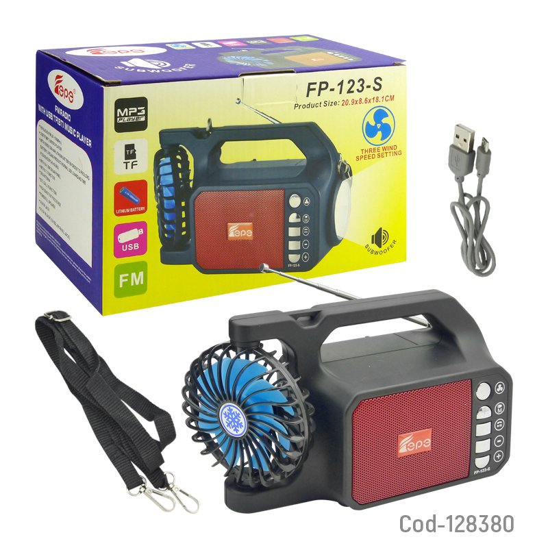Parlante solar bluetooth recargable con ventilador/linterna/fm/usb/tf/aux mayorista — imagen 5