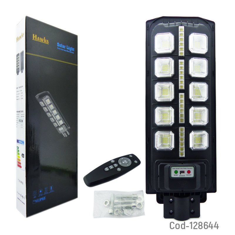 Foco para poste solar 400watt, 336 led, 10 placas, control remoto, sensor. pvc. mayorista — imagen 4
