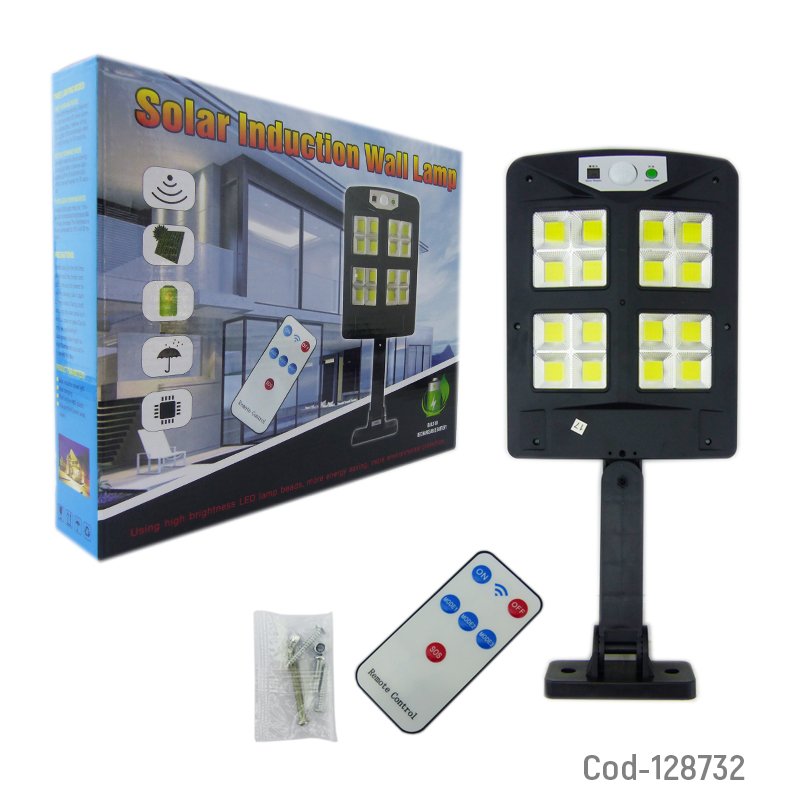 Foco mini solar para pared de16 led cob, pvc, con brazo, sensor y control remoto. en caja. mayorista — imagen 4